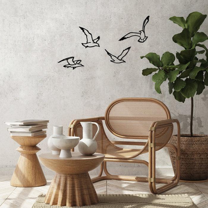 Wallity Birds Sorty - 443 Escultura de Pared de Metal Negra